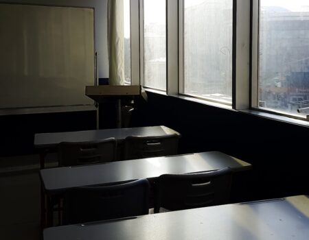 sunlit classroom with empty desks in istanbul