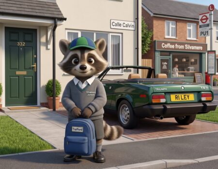 Trafford, the N332 Road Safety Raccoon goes to school
